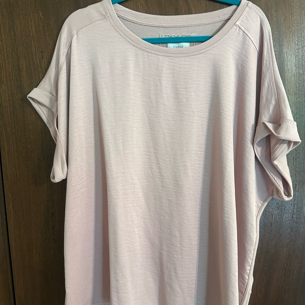 Cupio Pink Cuffed Sleeve Boxy T-Shirt